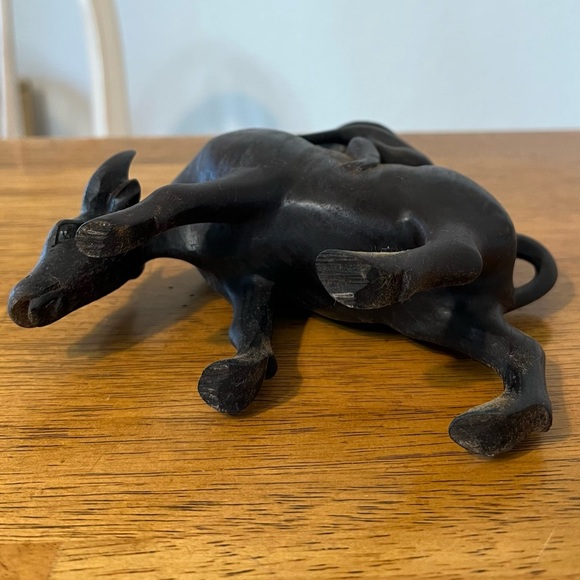 Vintage, carved wood water buffalo sculpture. Indonesia, folk art. - Picture 4 of 7